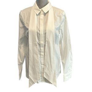Frame Tie Neck Cotton Button Down Shirt Women's M White Cotton NWT LWSH0283